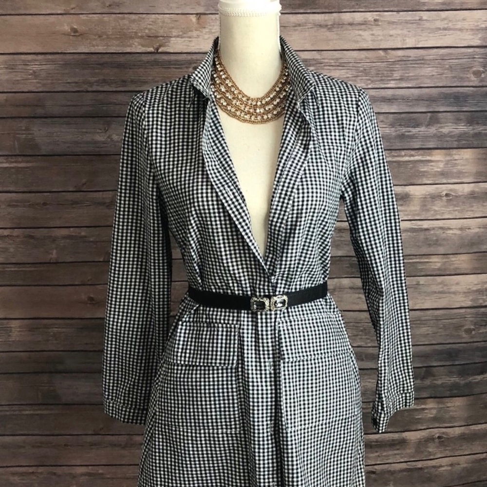 Black and white Gingham tunic shirt-dress